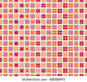 Seamless pattern of squares and circles. Vector illustration.