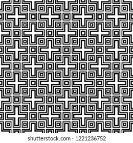 Seamless pattern of squares and crosses. Geometric background. Vector illustration. Good quality. Good design.