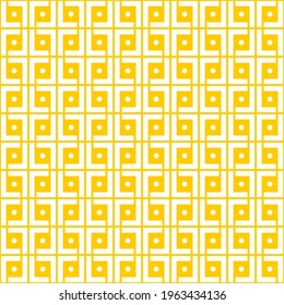 Seamless pattern of squares and dots. Geometric orange background.