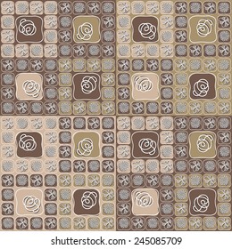 Seamless Pattern With Squares And Flowers. EPS10 vector file organized in layers for easy editing. 