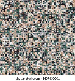Seamless pattern. Squares forming a colorful picture in camouflage style. Nice colors.