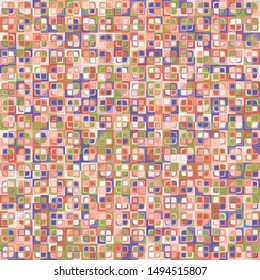Seamless pattern. Squares forming a colorful picture in camouflage style. Nice colors.