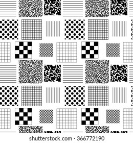 Seamless pattern with squares in nineties style