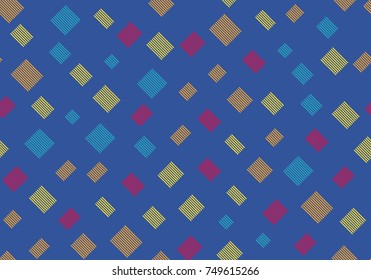 Seamless pattern with squares on a blue background. Vector repeating texture.