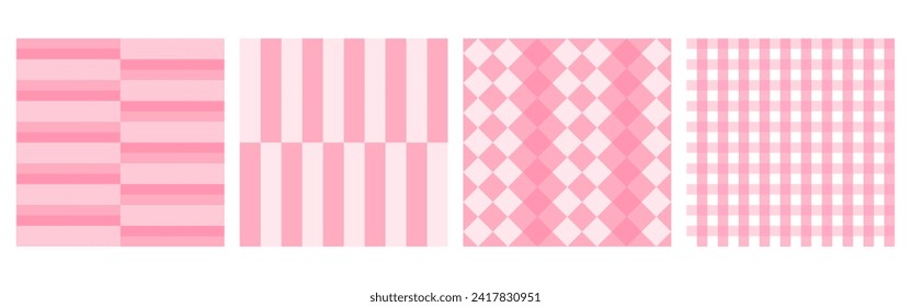 Seamless pattern squares Plaid, tablecloths. Flat tartan checker print pink and white. stripe