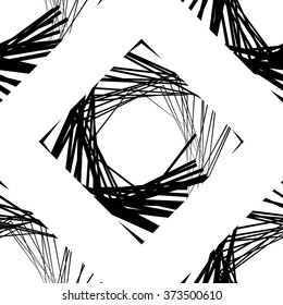 Seamless pattern of squares with random lines - Repeatable monochrome vector art