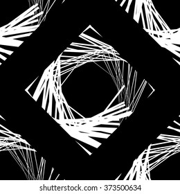 Seamless pattern of squares with random lines - Repeatable monochrome vector art