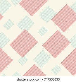 Seamless pattern with squares. Repeating vector pattern. Hand drawn image.