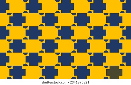 seamless pattern with squares, retro blue yellow block and half circle white dot repeat seamless pattern design for fabric printing or vintage wallpaper