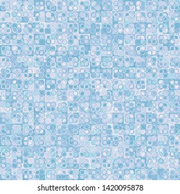 Seamless pattern. The squares and rings form an unusual camouflage pattern. Subdued colors.