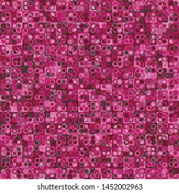 Seamless pattern. The squares and rings form an unusual camouflage pattern. Subdued colors.