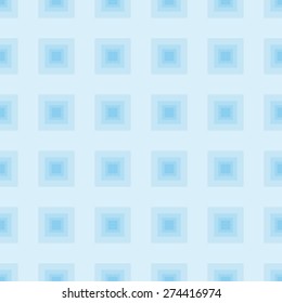 Seamless pattern of squares in a square goes into the distance to infinity illusion of fantasy in the light blue colors