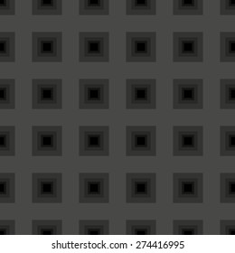 Seamless pattern of squares in a square goes into the distance to infinity illusion of fantasy in black and gray colors