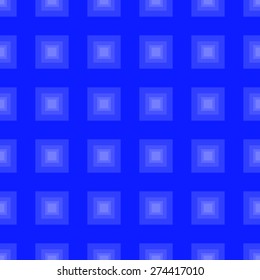 Seamless pattern of squares in a square goes into the distance to infinity illusion of fantasy in dark blue colors