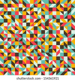 Seamless pattern with squares and triangles.