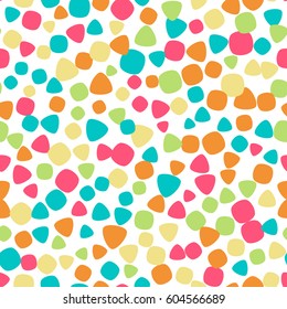 Seamless pattern with squares and triangles of fresh colors on a white background. Vector repeating texture.