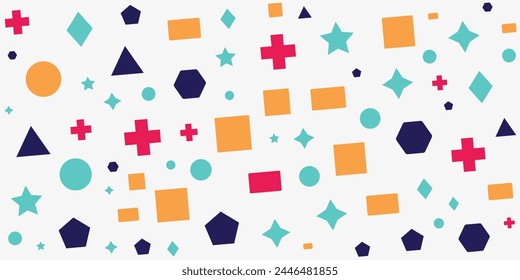Seamless pattern with squares and triangles on a white background. Vector repeating texture.