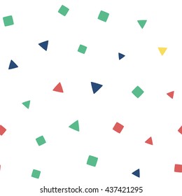 Seamless pattern with squares and triangles on a white background. Vector repeating texture.