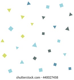 Seamless pattern with squares and triangles on a white background