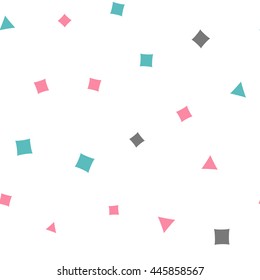Seamless pattern with squares and triangles on a white background