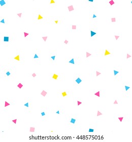 Seamless pattern with squares and triangles on a white background. Vector repeating texture.