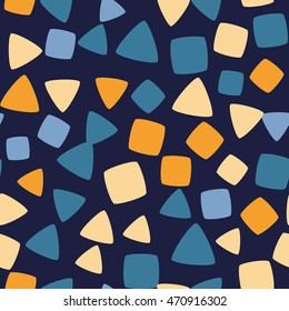 Seamless pattern with squares and triangles on a dark background