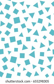 Seamless pattern with squares and triangles on a white background. Vector repeating texture.
