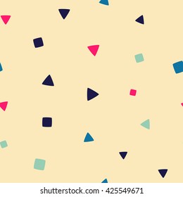 Seamless pattern with squares and triangles. Vector repeating texture.