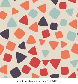 Seamless pattern with squares and triangles. Vector repeating texture.