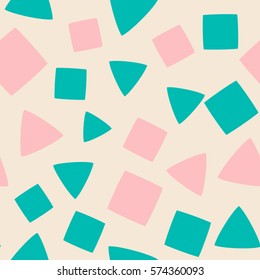Seamless pattern with squares and triangles. Vector repeating texture.
