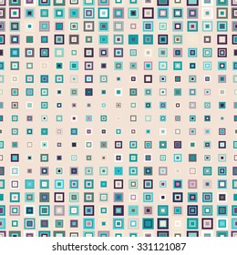 seamless pattern with squares - vector illustration. Colorful squares in different sizes. Beige background.