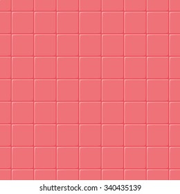 Seamless pattern of squares volume as a mosaic. Similar to the simple tile in a coral red color.