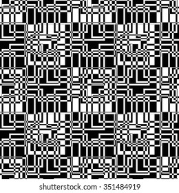 Seamless pattern with squares-vector illustration. The background abstract, the intersection of the lines. Monochrome, black-and-white background.