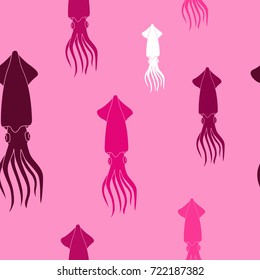 Seamless pattern with squids for your design