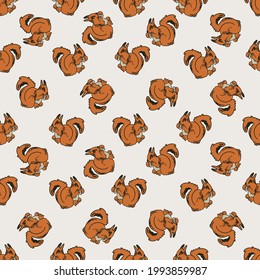 seamless pattern with squirell, vector design for paper, fabric and other surfaces