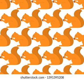 Seamless pattern with squirrel and nut. Conception of animal print for printing on fabric and wrapping paper. Flat vector illustration.Fabric print design concept.