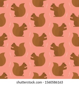 seamless pattern squirrels forest animal on pink background vector wallpaper textile giftwrap