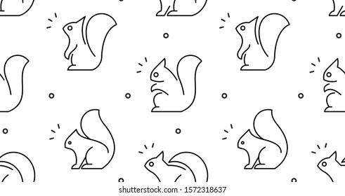 Seamless pattern with Squirrels. isolated on white background