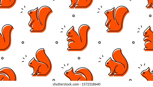 Seamless pattern with Squirrels. isolated on white background