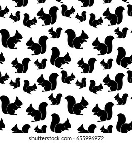 Seamless pattern with squirrels. Vector illustration