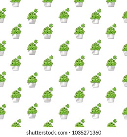 Seamless pattern with St Patrick's day cupcake. It can be used for packaging, wrapping paper, textile and etc.