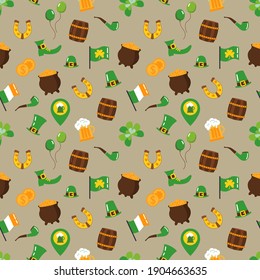 Seamless pattern to St. Patrick's Day. Flat style. Design for fabric, textile, wallpaper, packaging.	
