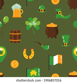 Seamless pattern to St. Patrick's Day. Flat style. Design for fabric, textile, wallpaper, packaging.	
