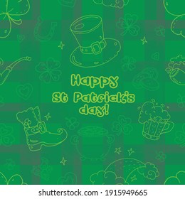 Seamless pattern -  St Patrick's Day, Be Irish, tartan.