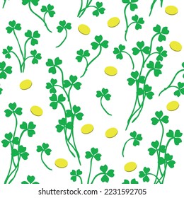 Seamless pattern for st Patrick's day. Clover background