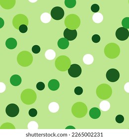 Seamless pattern for St. Patrick's Day in polka dots of green, dark green and white colors.Vector illustration