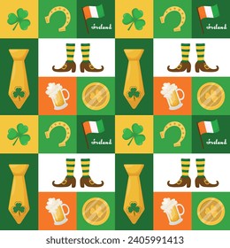 Seamless pattern for St. Patrick's Day.  Modern cute background. Vector illustration