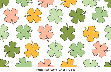 Seamless pattern for St. Patrick's Day green clover vector background. Irish holiday celebration