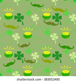 Seamless pattern with St. Patrick's day  elements. Vector background