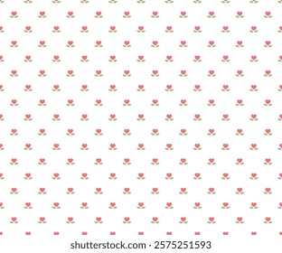 Seamless pattern of St. Valentine design template with cute hearts flower and leaves, fashion fabric print, textile, love story, romantic vibe, baby shower party and girl birthday. Vector illustration